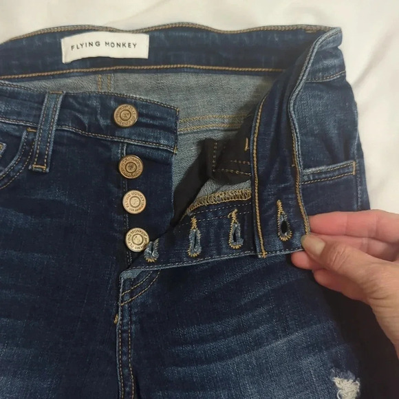 Flying Monkey High Rise Button Fly Skinny Jeans, Color Dark Wash Size 25 - Picture 5 of 15